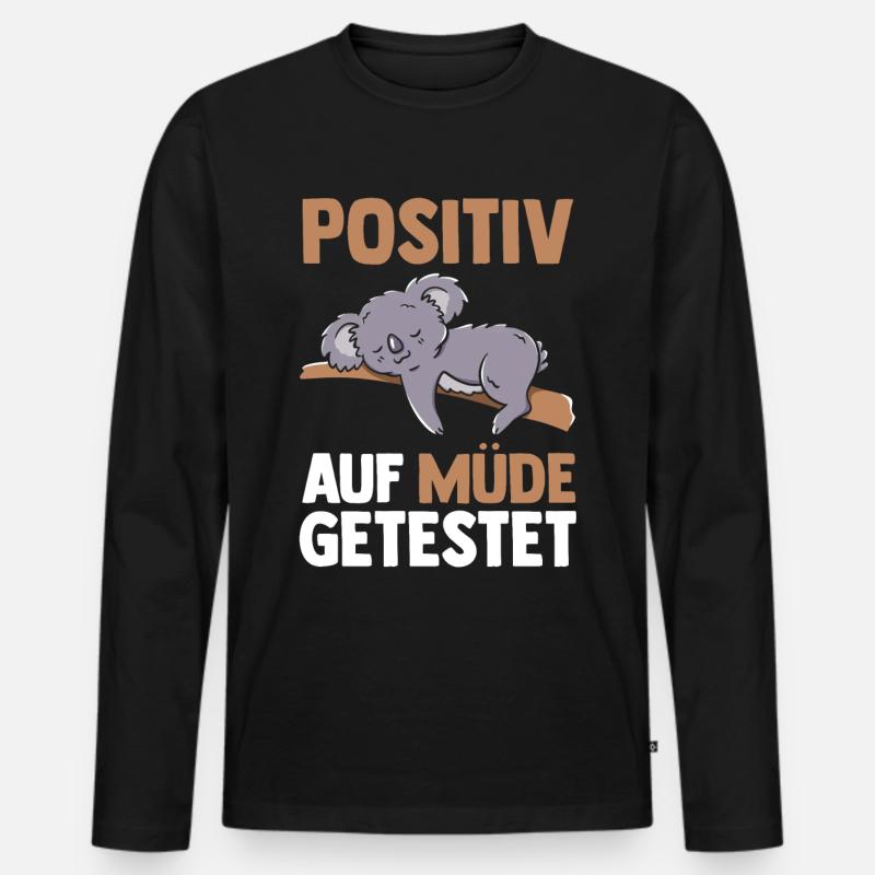 Positiv Auf Müde Getestet Koala - Männer Premium Bio Langarmshirt - Schwarz