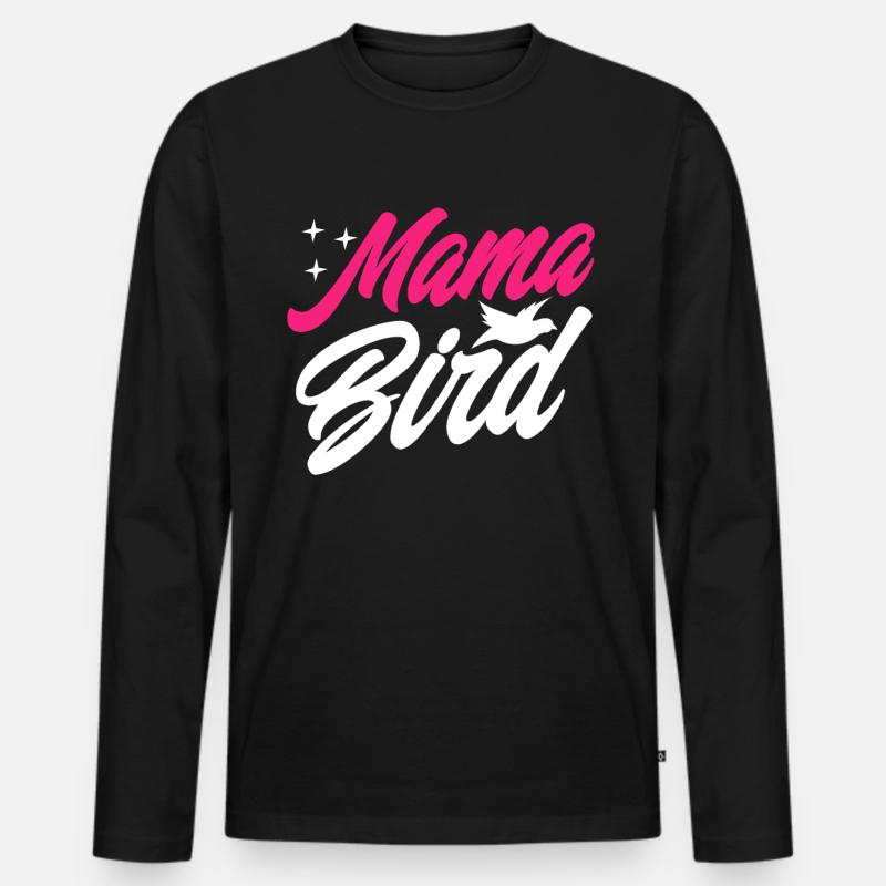 Mama Bird - Männer Premium Bio Langarmshirt - Schwarz