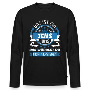 Jens Name Vorname Namenstag Namensgeschenk - Männer Premium Bio Langarmshirt - Schwarz - Vorne - Nico (187cm)