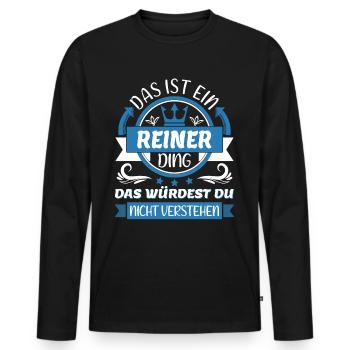 Reiner Name Vorname Namenstag Namensgeschenk - Männer Premium Bio Langarmshirt - Schwarz - Vorne - Nico (187cm)