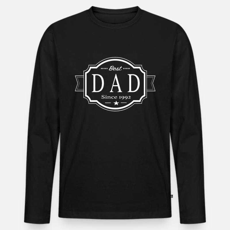 Bester Papa Seit 1992 - Männer Premium Bio Langarmshirt - Schwarz