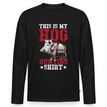 This Is My Hog Hunting Shirt Hog Slayer Wild Boar - Männer Premium Bio Langarmshirt - Schwarz - Vorne - Nico (187cm)