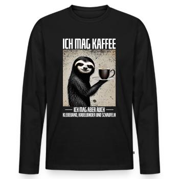 Ich Mag Kaffee Faultier Bild Kaffee Geschenk - Männer Premium Bio Langarmshirt - Schwarz - Vorne - Nico (187cm)