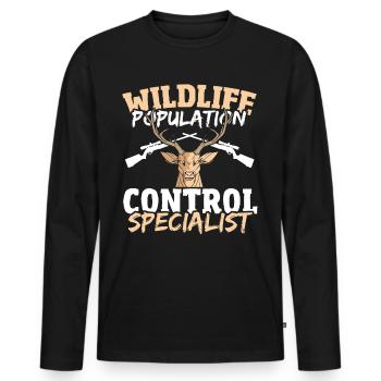 Spécialiste du contrôle des populations fauniques - T-shirt manches longues Premium bio Homme - noir - Devant - Nico (187cm)