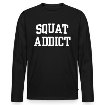 Squat Addict - Männer Premium Bio Langarmshirt - Schwarz - Vorne - Nico (187cm)