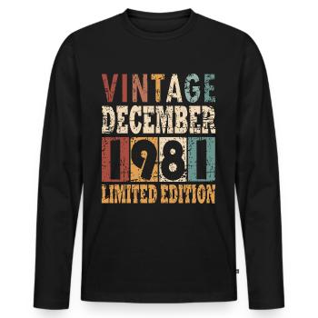 1981 geboren Im Dezember Retro Geschenkidee - Männer Premium Bio Langarmshirt - Schwarz - Vorne - Nico (187cm)