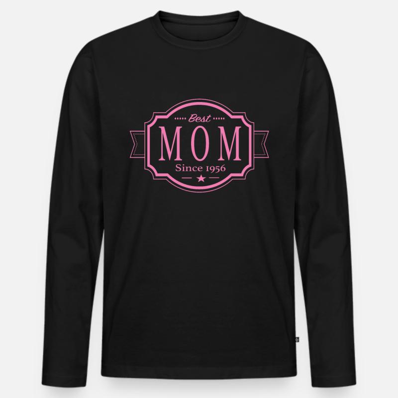 Beste Mama seit 1956 - Männer Premium Bio Langarmshirt - Schwarz