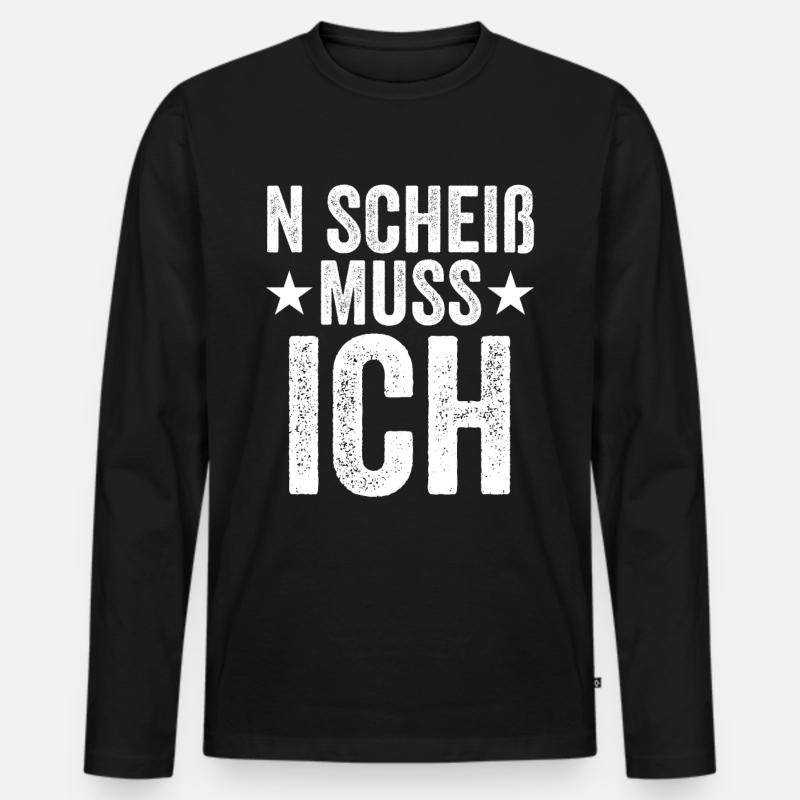 N Scheiß Muss Ich - Männer Premium Bio Langarmshirt - Schwarz