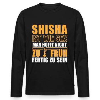 Shisha Double Apple Hookah Fumer Tabac Vape Charbon - T-shirt manches longues Premium bio Homme - noir - Devant - Nico (187cm)