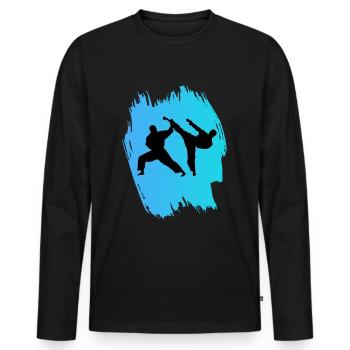 Karaté - T-shirt manches longues Premium bio Homme - noir - Devant - Nico (187cm)