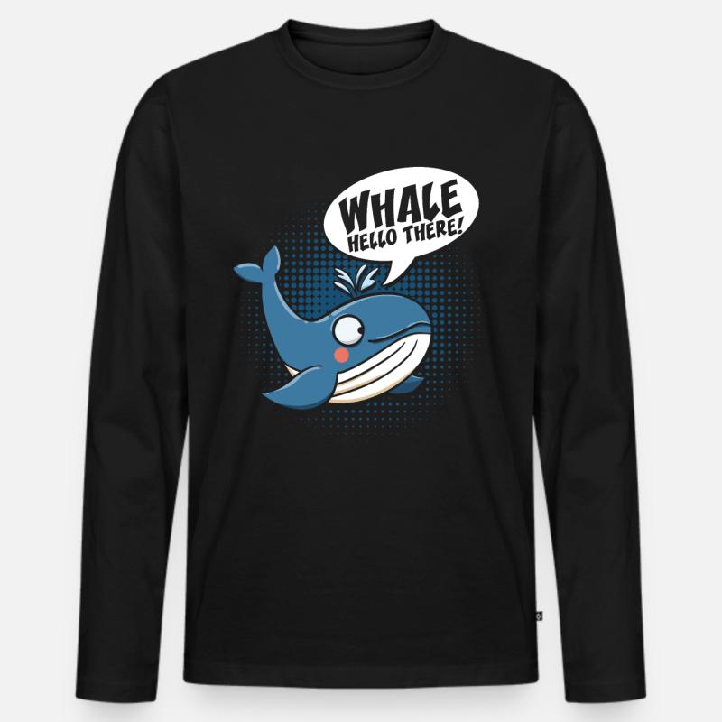 Whale Hello There - Männer Premium Bio Langarmshirt - Schwarz