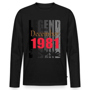 1981 geboren Im Dezember Retro Geschenkidee - Männer Premium Bio Langarmshirt - Schwarz - Vorne - Nico (187cm)