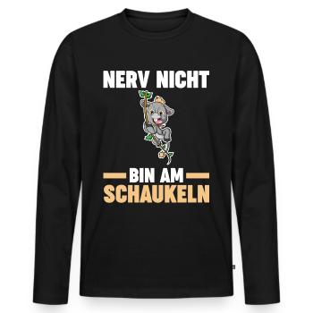 Nerv Nicht Bin Am Schaukeln - Männer Premium Bio Langarmshirt - Schwarz - Vorne - Nico (187cm)