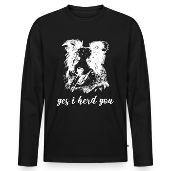 Yes I Herd You Border Collie Herding Dog - Men's Premium Organic Long Sleeve Shirt - black - Front - Nico (187cm)