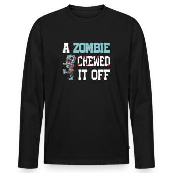 Ein Zombie kaute es ab Amputierter Wortspiel - Männer Premium Bio Langarmshirt - Schwarz - Vorne - Nico (187cm)