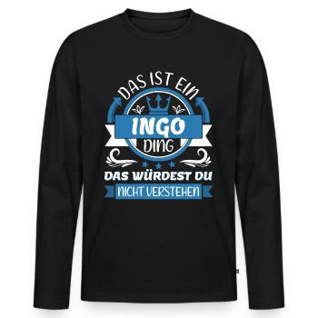 Îngo Name Vorname Namenstag Namensgeschenk - Männer Premium Bio Langarmshirt - Schwarz - Vorne - Nico (187cm)