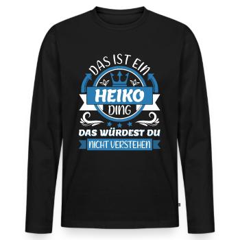 Heiko Name Vorname Namenstag Namensgeschenk - Männer Premium Bio Langarmshirt - Schwarz - Vorne - Nico (187cm)