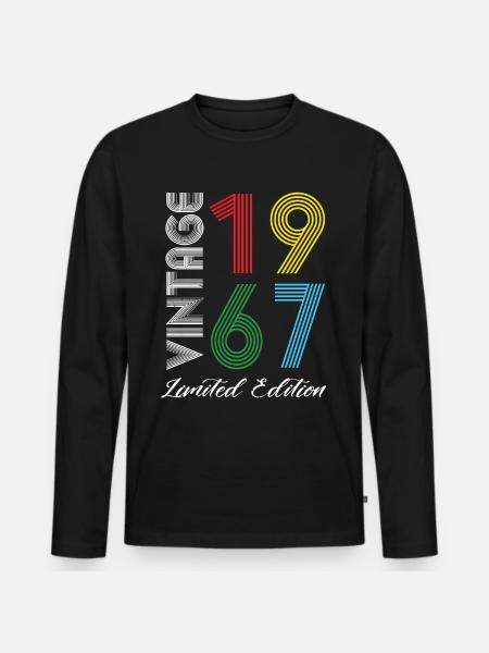 Vintage 1967 Vintage Fødselsdag Retro Vintage - Premium økologisk langærmet T-shirt til mænd - sort