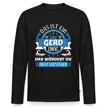 Gerd Name Vorname Namenstag Namensgeschenk - Männer Premium Bio Langarmshirt - Schwarz - Vorne - Nico (187cm)