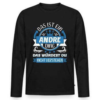 Andre Name Vorname Namenstag Namensgeschenk - Männer Premium Bio Langarmshirt - Schwarz - Vorne - Nico (187cm)