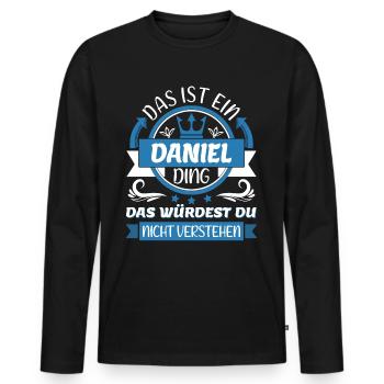 Daniel Name Vorname Namenstag Namensgeschenk - Männer Premium Bio Langarmshirt - Schwarz - Vorne - Nico (187cm)