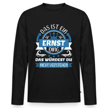 Ernst Name Vorname Namenstag Namensgeschenk - Männer Premium Bio Langarmshirt - Schwarz - Vorne - Nico (187cm)