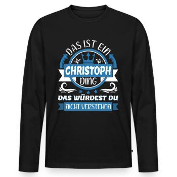 Christoph Name Vorname Namenstag Namensgeschenk - Männer Premium Bio Langarmshirt - Schwarz - Vorne - Nico (187cm)