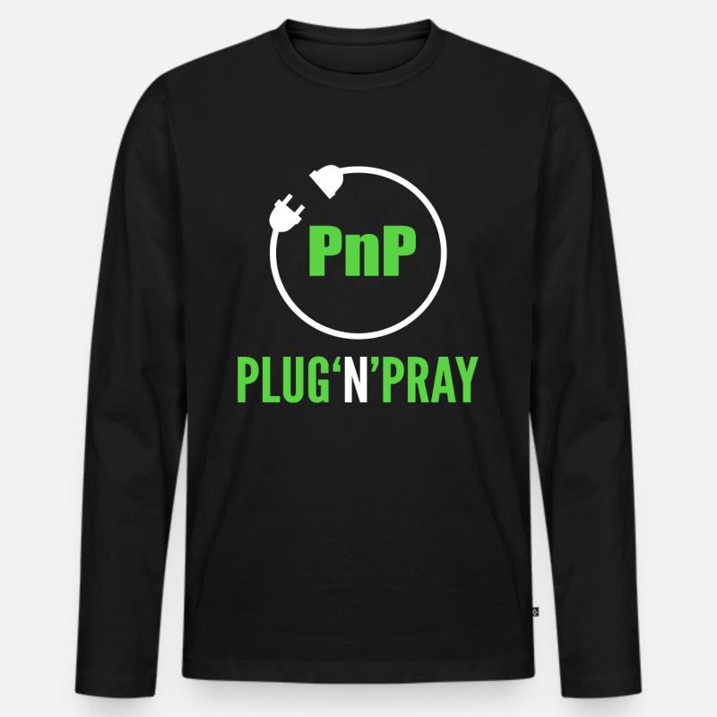 PnP = Plug'n'Pray Programming Programmer Coding - Männer Premium Bio Langarmshirt - Schwarz