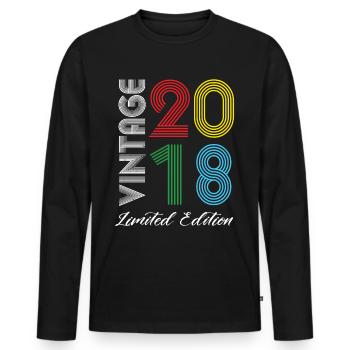 Vintage 2018 Vintage Birthday Retro Vintage - Men's Premium Organic Long Sleeve Shirt - black - Front - Nico (187cm)