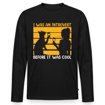J’étais introverti avant que ce soit cool - T-shirt manches longues Premium bio Homme - noir - Devant - Nico (187cm)