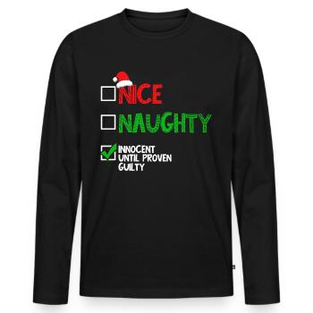 Nice Naughty Innocent jusqu’à preuve du contraire - T-shirt manches longues Premium bio Homme - noir - Devant - Nico (187cm)