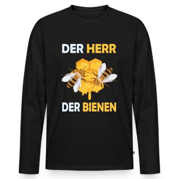 Bienenzucht und Honig - Männer Premium Bio Langarmshirt - Schwarz - Vorne - Nico (187cm)