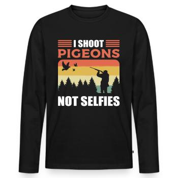 I Shoot Pigeon Not Selfies Pigeon Hunting Hunter - Männer Premium Bio Langarmshirt - Schwarz - Vorne - Nico (187cm)