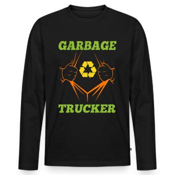 Garbage Trucker Recycling Symbol For Trash Trucker - Men's Premium Organic Long Sleeve Shirt - black - Front - Nico (187cm)
