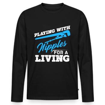 Pipe installation Pipe installer pipes - Men's Premium Organic Long Sleeve Shirt - black - Front - Nico (187cm)