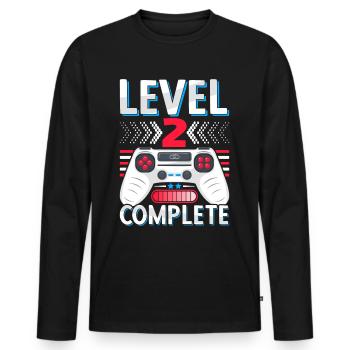 2ème anniversaire de mariage Cadeau Homme Femme Mari Femme - T-shirt manches longues Premium bio Homme - noir - Devant - Nico (187cm)