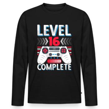 16 Cadeau d’anniversaire de mariage Homme Femme Mari Femme - T-shirt manches longues Premium bio Homme - noir - Devant - Nico (187cm)