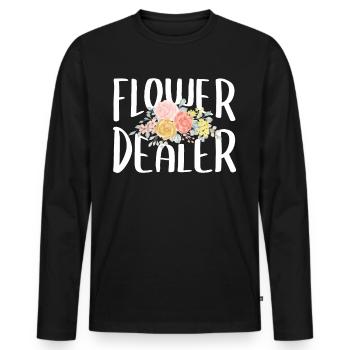 Drôle de marchand de fleurs pour fleuriste - T-shirt manches longues Premium bio Homme - noir - Devant - Nico (187cm)