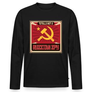 Funny Russian Spy USSR Soviet Union Russia Hammer - Männer Premium Bio Langarmshirt - Schwarz - Vorne - Nico (187cm)