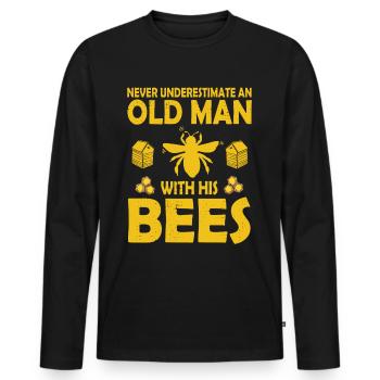 Bienenzucht und Honig - Männer Premium Bio Langarmshirt - Schwarz - Vorne - Nico (187cm)