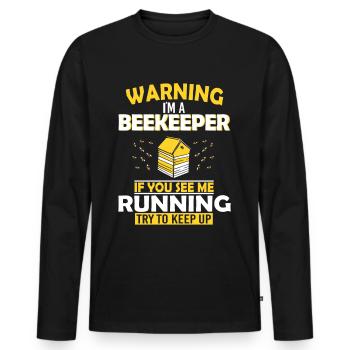 Bienenzucht und Honig - Männer Premium Bio Langarmshirt - Schwarz - Vorne - Nico (187cm)