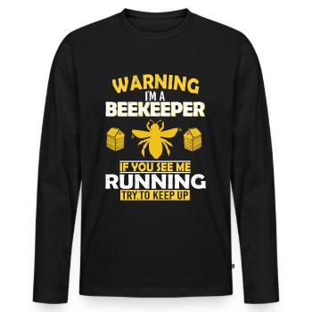 Bienenzucht und Honig - Männer Premium Bio Langarmshirt - Schwarz - Vorne - Nico (187cm)