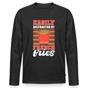 Easily Distracted By French Fries Fried Potato - Männer Premium Bio Langarmshirt - Anthrazit meliert - Vorne - Nico (187cm)