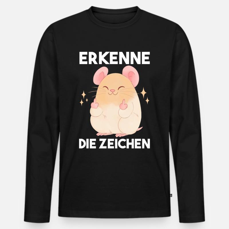 Erkenne Die Zeichen Hamster - Männer Premium Bio Langarmshirt - Schwarz