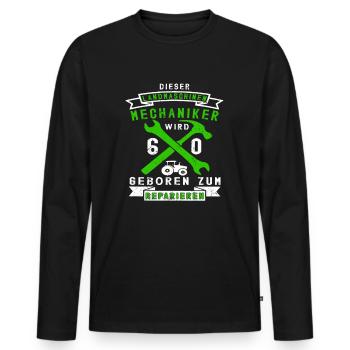 Landmaschinenmechaniker 60 Geburtstag Spruch - Männer Premium Bio Langarmshirt - Schwarz - Vorne - Nico (187cm)