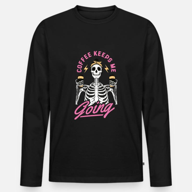Kaffee - Kaffee keeps me going - Männer Premium Bio Langarmshirt - Schwarz