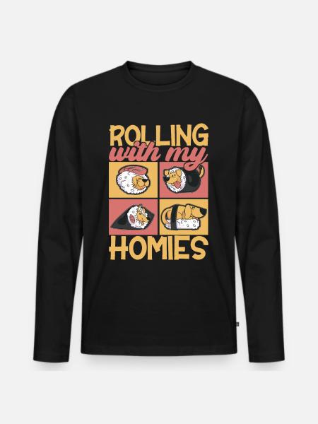 Sushi Kawaii - Men's Premium Organic Long Sleeve Shirt - black