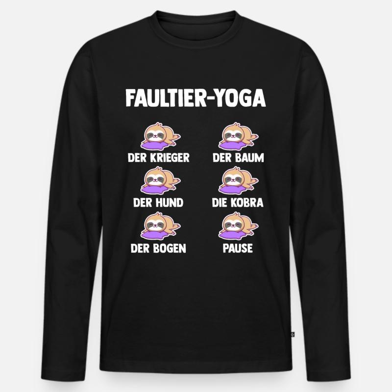 Faultier Yoga - Männer Premium Bio Langarmshirt - Schwarz