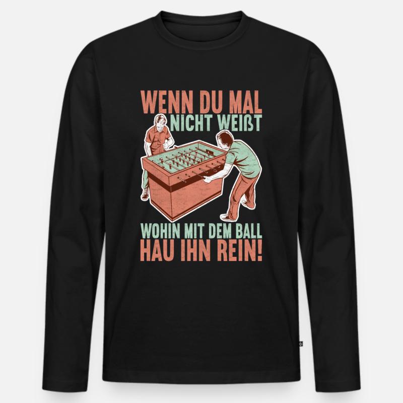 Tischfussball Tischkicker - Männer Premium Bio Langarmshirt - Schwarz