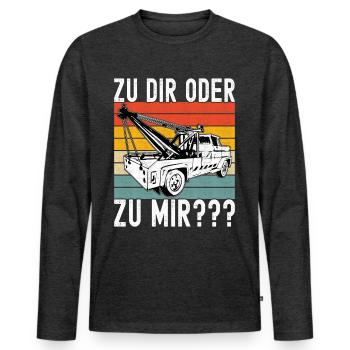 Abschleppwagen Abschleppdienst - Männer Premium Bio Langarmshirt - Anthrazit meliert - Vorne - Nico (187cm)